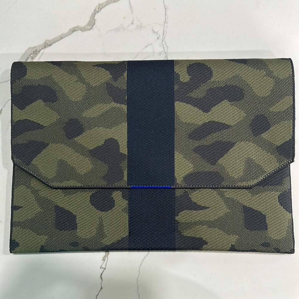 Rothy’s Camouflage Clutch with Black Stripe
